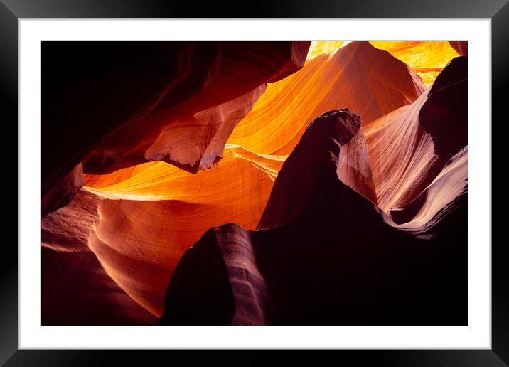 Wonderful colors of the Upper Antelope Canyon - tr Framed Mounted Print by Erik Lattwein