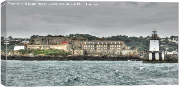 St Peter Port Lighthouse Guernsey Canvas Print by Diana Mower