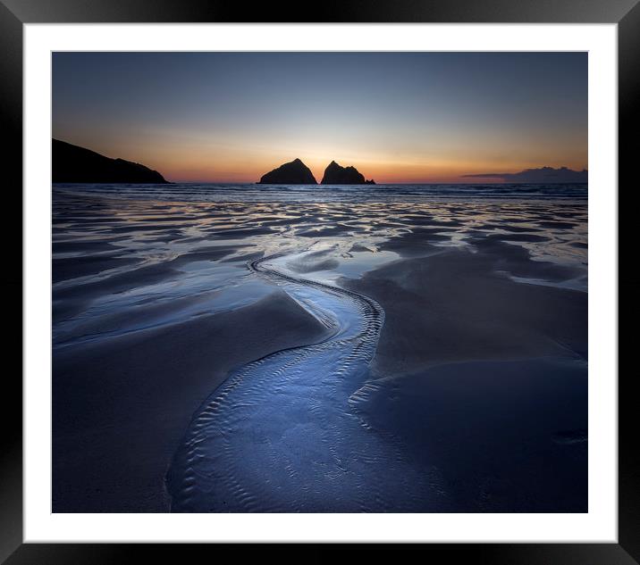 Twilight, Holywell Bay, Cornwall Framed Mounted Print by Mick Blakey