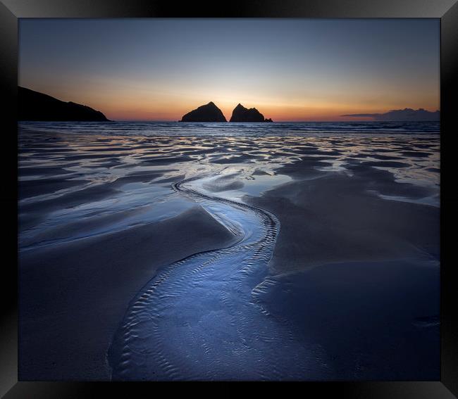 Twilight, Holywell Bay, Cornwall Framed Print by Mick Blakey