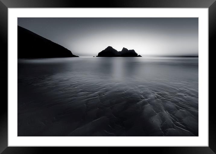 Twilight Contrasts, Holywell Bay, Cornwall Framed Mounted Print by Mick Blakey