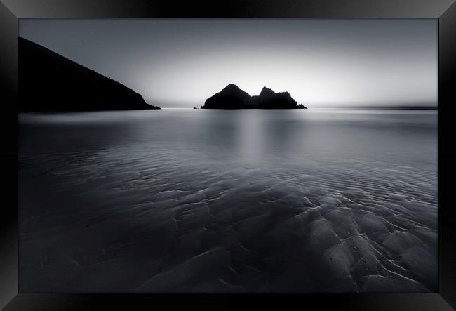 Twilight Contrasts, Holywell Bay, Cornwall Framed Print by Mick Blakey