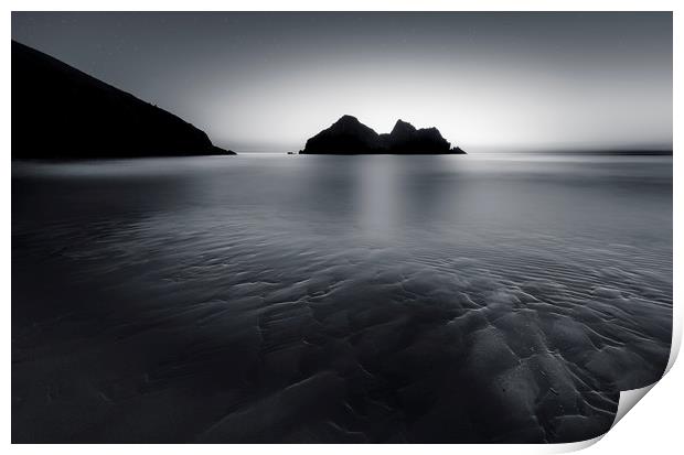 Twilight Contrasts, Holywell Bay, Cornwall Print by Mick Blakey