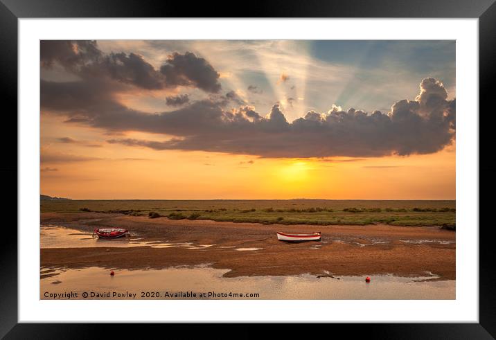 Evening glow at Burnham Overy Staithe Framed Mounted Print by David Powley