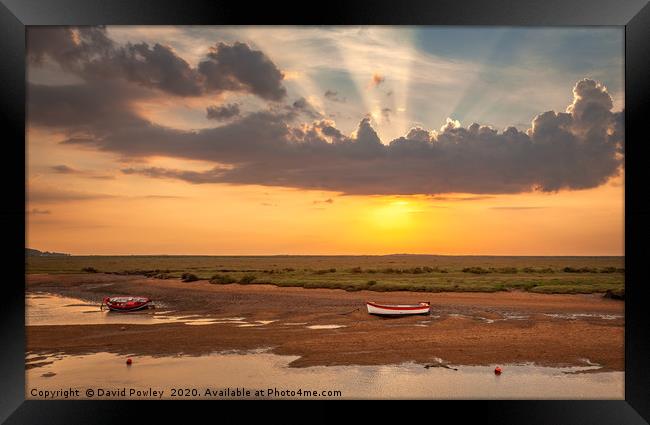 Evening glow at Burnham Overy Staithe Framed Print by David Powley