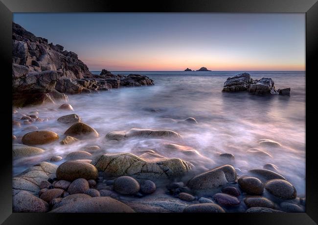 Dusk, Porth Nanven, Cornwall Framed Print by Mick Blakey