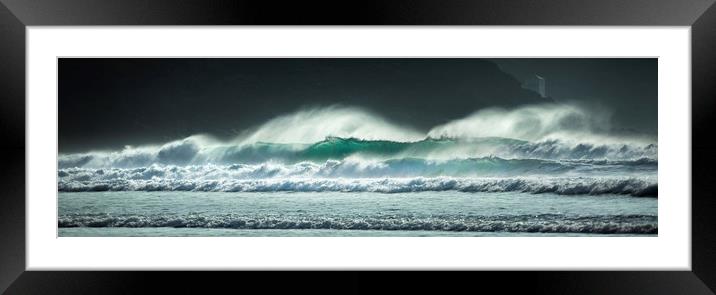 Rolling Surf, Fistral Beach, Cornwall Framed Mounted Print by Mick Blakey