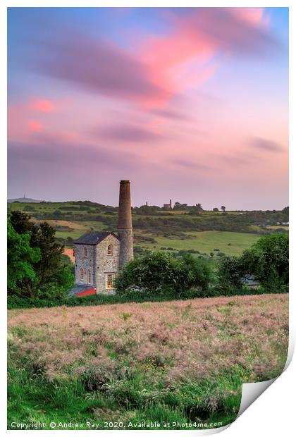 Wheal Rose at sunset Print by Andrew Ray