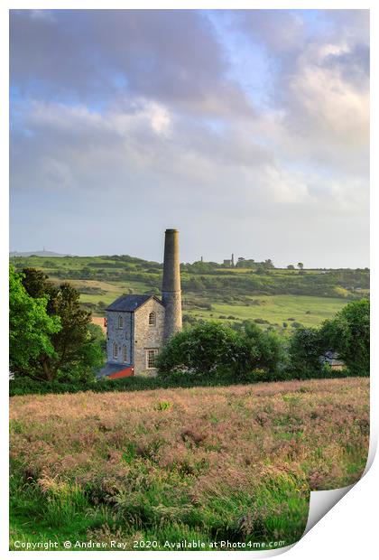 Late light at Wheal Rose Print by Andrew Ray