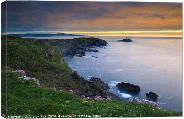 Cliff top view (Godrevy) Canvas Print by Andrew Ray