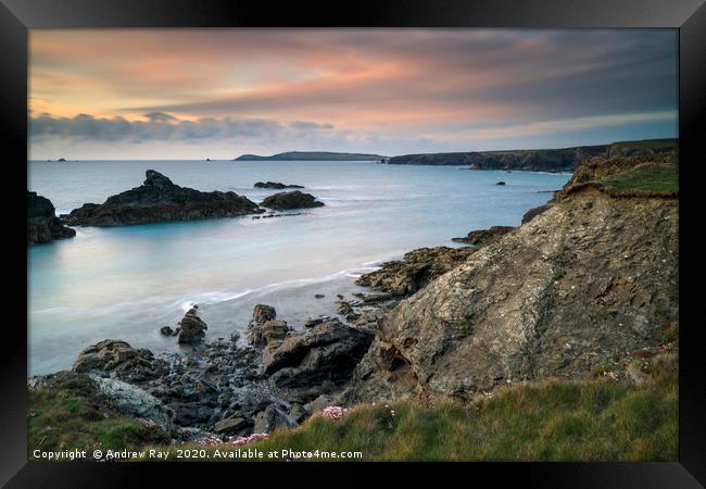Porthcothan Bay at sunset Framed Print by Andrew Ray