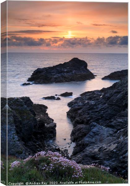 Porth Mear sunset Canvas Print by Andrew Ray