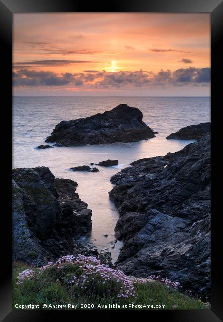 Porth Mear sunset Framed Print by Andrew Ray