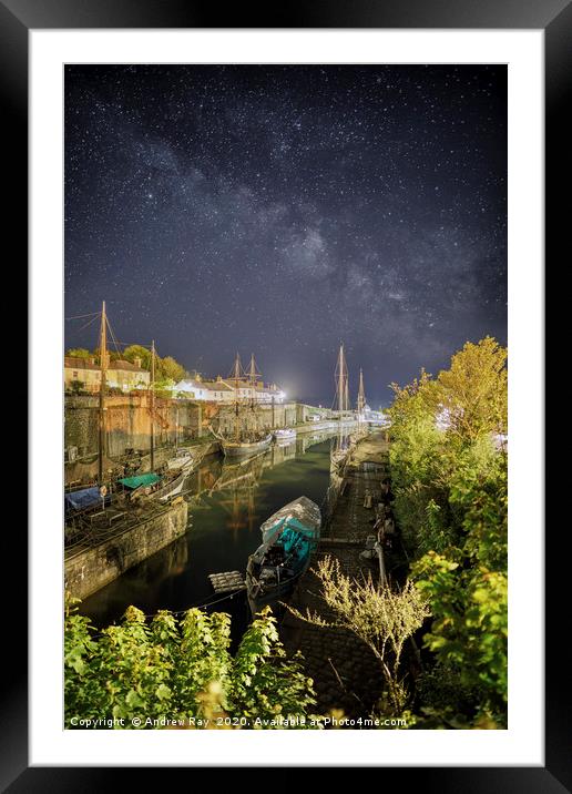 Milky Way over Charlestown Dock Framed Mounted Print by Andrew Ray