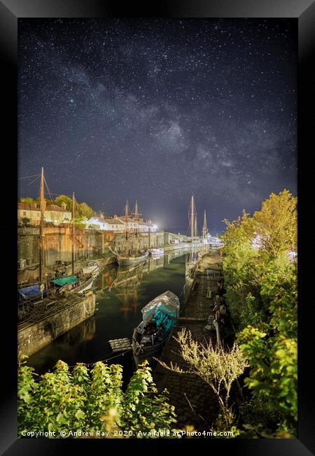 Milky Way over Charlestown Dock Framed Print by Andrew Ray
