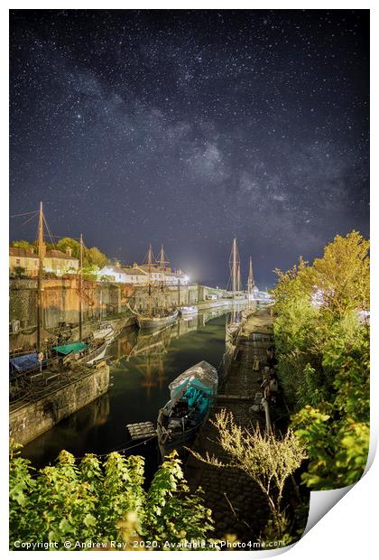 Milky Way over Charlestown Dock Print by Andrew Ray