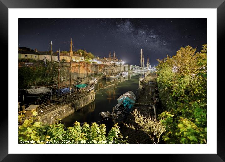 Charlestown Dock at night Framed Mounted Print by Andrew Ray