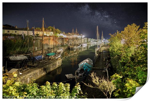 Charlestown Dock at night Print by Andrew Ray