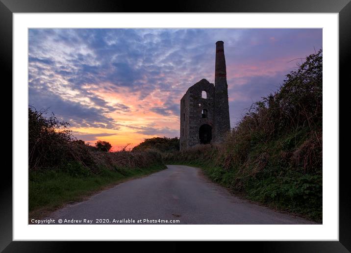 Sunrise at North Wheal Grambler Engine House Framed Mounted Print by Andrew Ray