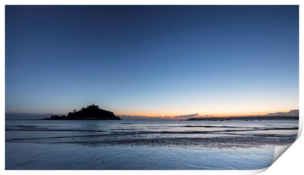 Silhouette of St Michaels Mount, Cornwall Print by Mick Blakey