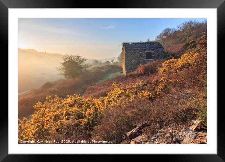 Barn above the Carnon Valley Framed Mounted Print by Andrew Ray