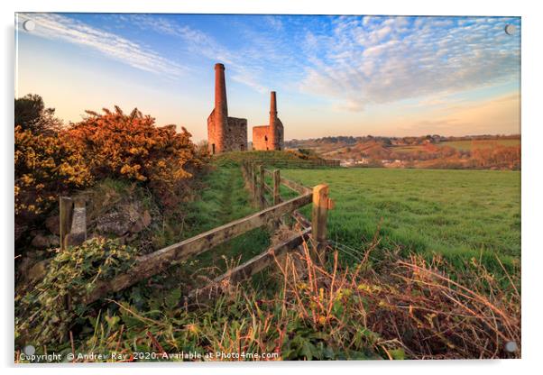 Morning at Wheal Unity Wood Engine Houses Acrylic by Andrew Ray