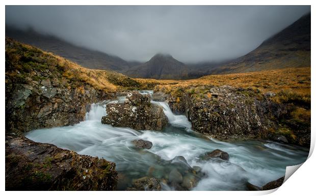 Skye Fairy Pool Waterfalls  Print by John Malley