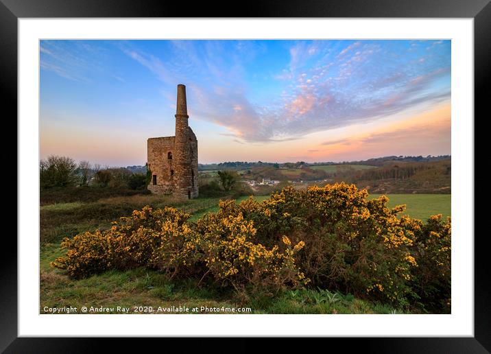 Lower Engine House at sunset (Wheal Unity Wood Min Framed Mounted Print by Andrew Ray