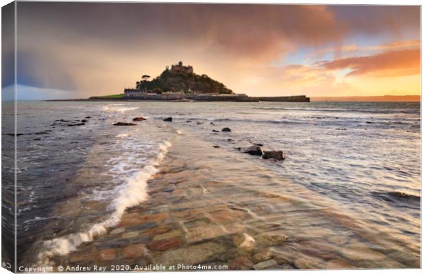 Stormy sunset (St Michael's Mount) Canvas Print by Andrew Ray