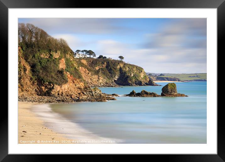 Duporth Beach view Framed Mounted Print by Andrew Ray