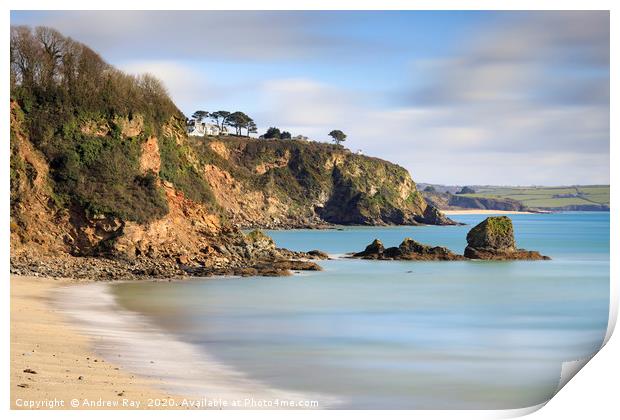 Duporth Beach view Print by Andrew Ray
