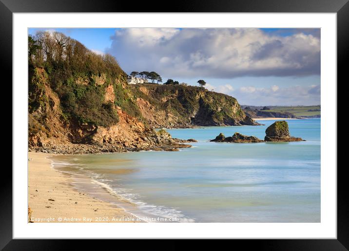 Duporth Beach Framed Mounted Print by Andrew Ray