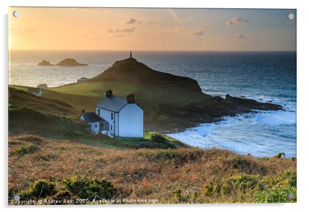 Late light on Cape Cornwall Acrylic by Andrew Ray