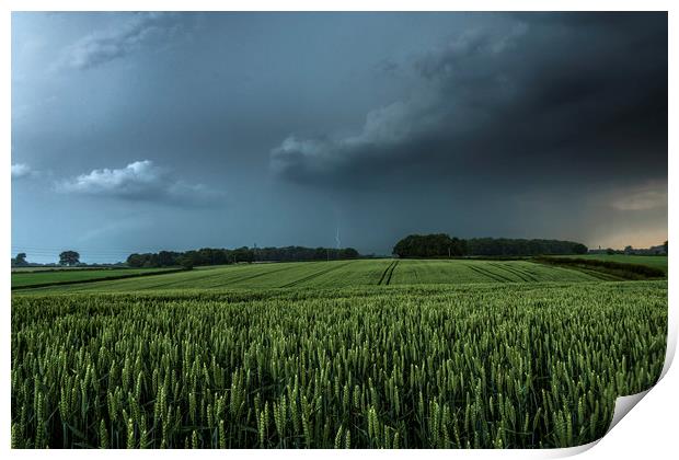 North Yorkshire Lightning over Crops Print by John Finney