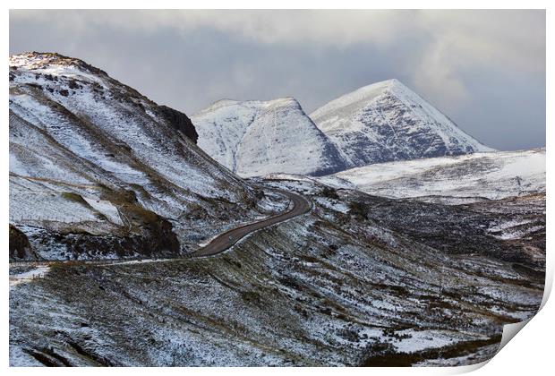 Cul Mor Mountain Scotland in Winter Print by Derek Beattie