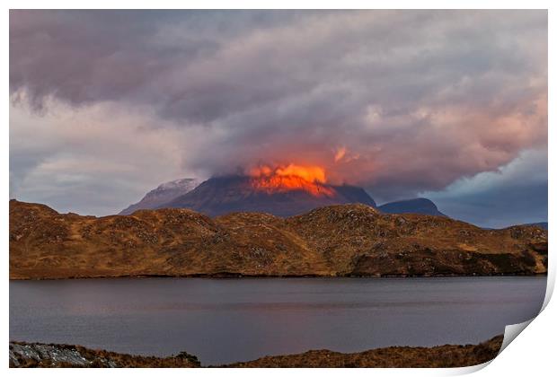 Cul Mor Fire Mountain at Sunset Scotland Print by Derek Beattie