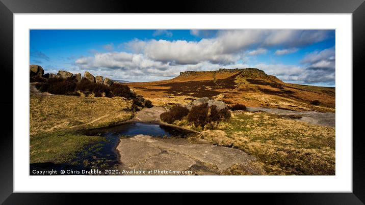 Looking over to Higger Tor from Carl Wark (8) Framed Mounted Print by Chris Drabble