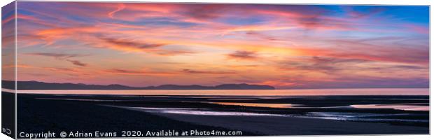 Beach Sunset Panorama Canvas Print by Adrian Evans