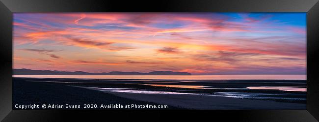 Beach Sunset Panorama Framed Print by Adrian Evans