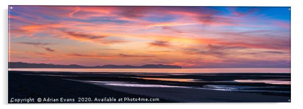 Beach Sunset Panorama Acrylic by Adrian Evans