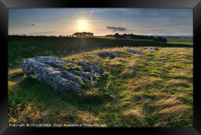 Arbor Low stone circle at Sunset (3) Framed Print by Chris Drabble