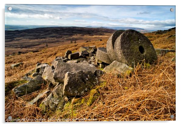 Abandoned Mill Stones, under Stanage Edge Acrylic by Chris Drabble