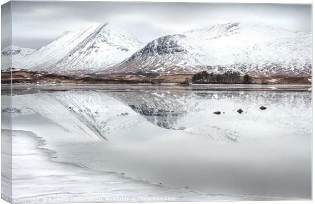 Blackmount Winter Reflection Rannoch Moor Scotland Canvas Print by Barbara Jones
