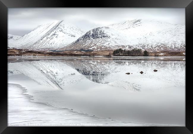 Blackmount Winter Reflection Rannoch Moor Scotland Framed Print by Barbara Jones
