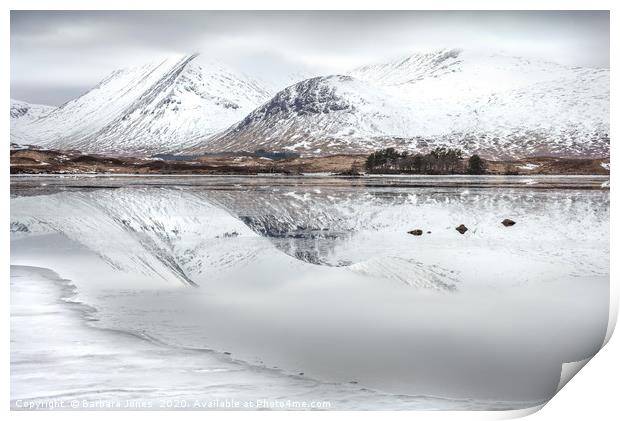 Blackmount Winter Reflection Rannoch Moor Scotland Print by Barbara Jones