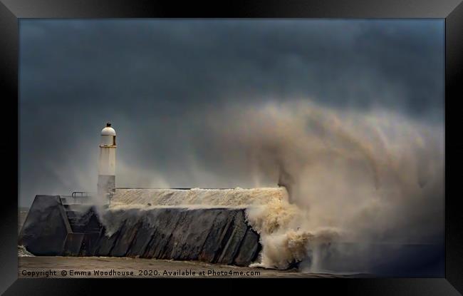 Porthcawl Stormy Seas Framed Print by Emma Woodhouse