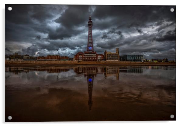 Blackpool Tower Reflections Acrylic by Scott Somerside