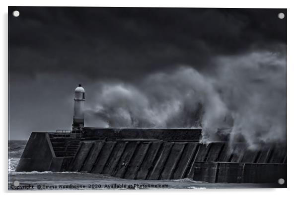 Porthcawl Stormy Seas Acrylic by Emma Woodhouse