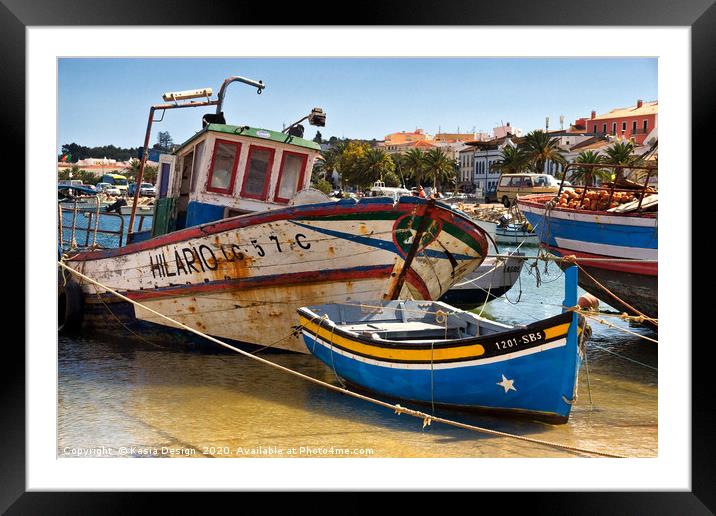Colourful Fishing Boats in Lagos Harbour  Framed Mounted Print by Kasia Design