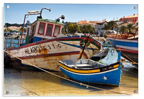 Colourful Fishing Boats in Lagos Harbour  Acrylic by Kasia Design